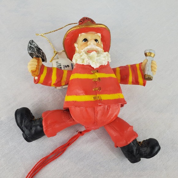 Vintage Fireman Santa Claus Hatchet Flashlight Christmas Ornament Puppet - Picture 3 of 10